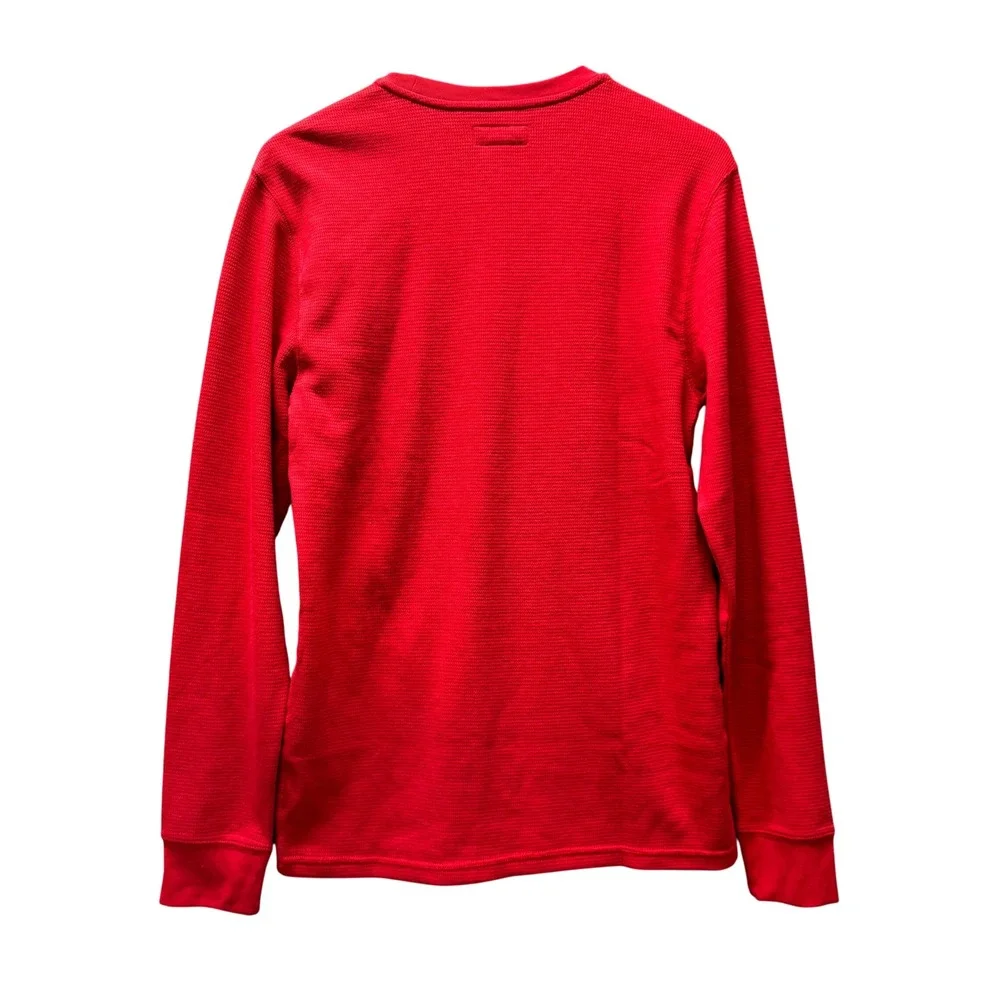 Polo Ralph Lauren Pajama Top Sleepwear Mens Medium Waffle Knit Thermal Red NEW